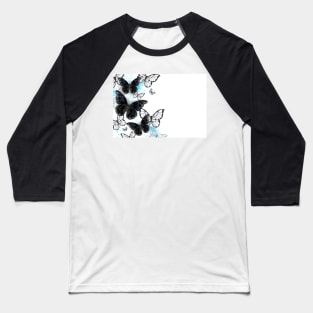 Background with black butterflies Baseball T-Shirt